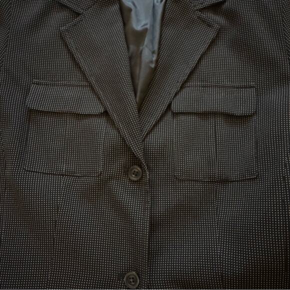 Norton McNauchton black white two button 3/4 sleeve blazer jacket size 10
 b28 - Picture 3 of 5